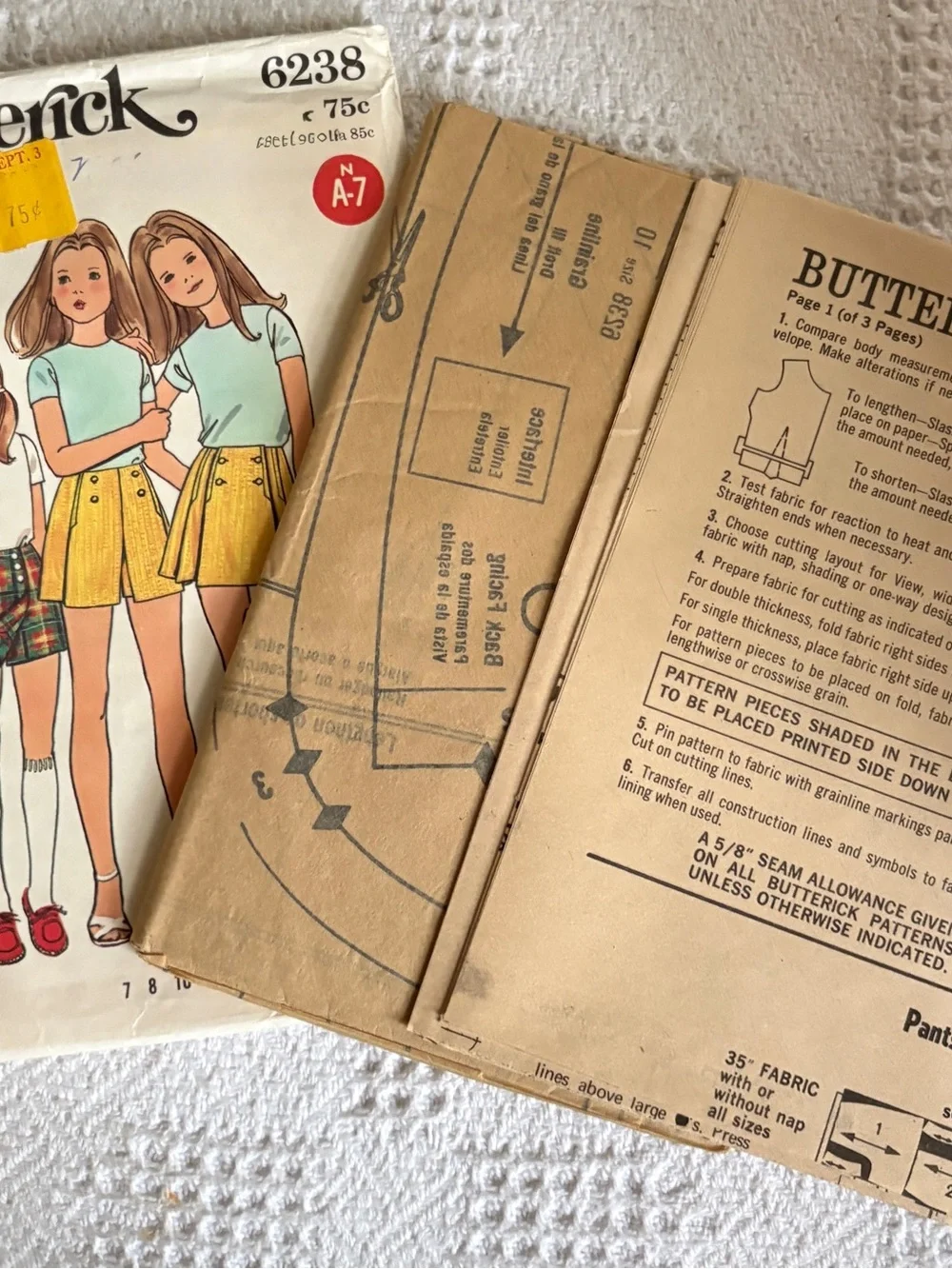 Vintage Butterick Pattern 6238 for Girl’s Pantskirts